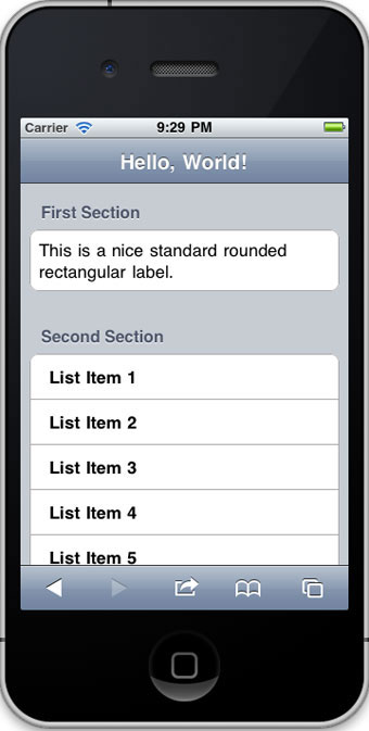 一个 iPhone 的屏幕，它的第一节包含一些文本，第二节包含一个列表。