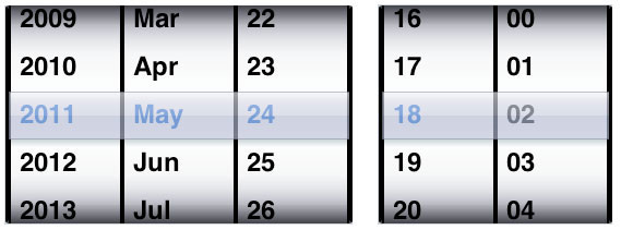 Carousel 小部件示例 -- iPhone 日历功能