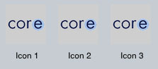 该屏幕显示了 3 个方框，每个方框都包含 “core” 徽标。
